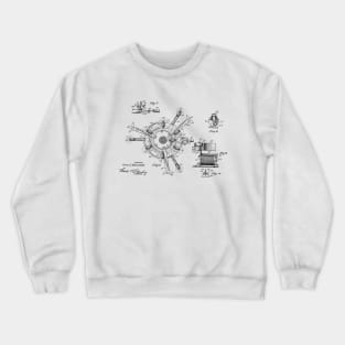 Automatic Bowling Mechanism Vintage Patent Hand Drawing Crewneck Sweatshirt